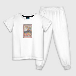 Пижама хлопковая детская Таро карта со скелетом и глаз, цвет: белый