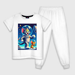 Пижама хлопковая детская Космонавты Том и Джерри, цвет: белый
