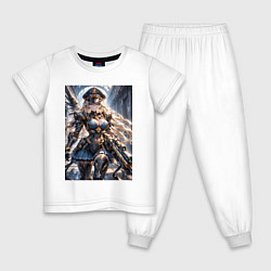 Пижама хлопковая детская Девушка в стиле игры Red Alert, цвет: белый
