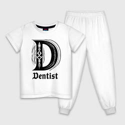 Пижама хлопковая детская D - dentist, цвет: белый