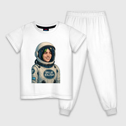 Пижама хлопковая детская Билли Айлиш космонавт, цвет: белый