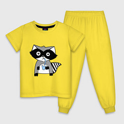 Пижама хлопковая детская Енот-мальчик, цвет: желтый