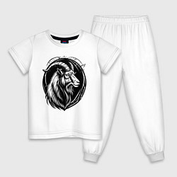 Пижама хлопковая детская Козел орнамент, цвет: белый