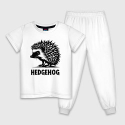 Пижама хлопковая детская Ежик черный стиль, цвет: белый