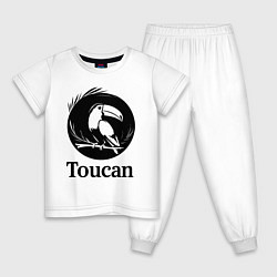 Пижама хлопковая детская Тукан в круге, цвет: белый