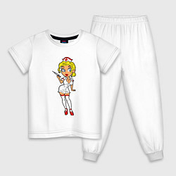 Пижама хлопковая детская Медсестра блондинка, цвет: белый