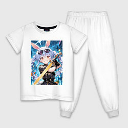 Пижама хлопковая детская Сражение боевой крольчихи, цвет: белый