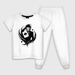 Пижама хлопковая детская Аниме джокер и туз пик, цвет: белый