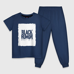 Пижама хлопковая детская Чёрный юмор в подтёках, цвет: тёмно-синий