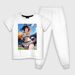 Пижама хлопковая детская Ушаста группа поддержки, цвет: белый