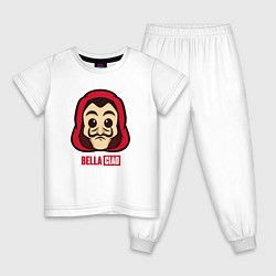 Пижама хлопковая детская Bella ciao man, цвет: белый