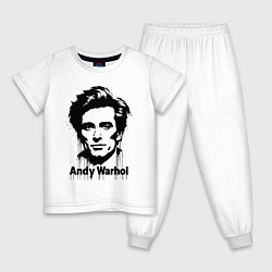 Пижама хлопковая детская Молодой Энди Уорхол, цвет: белый