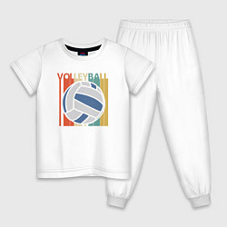 Пижама хлопковая детская Volleyball colors, цвет: белый