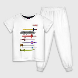 Пижама хлопковая детская Adventure time swords, цвет: белый