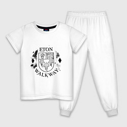 Пижама хлопковая детская Путешествия Итон, цвет: белый