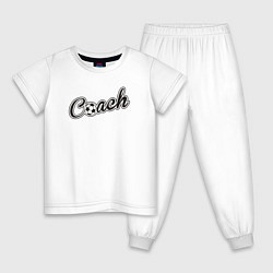 Пижама хлопковая детская Футбольный тренер, цвет: белый