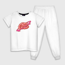 Пижама хлопковая детская Saturn brain, цвет: белый