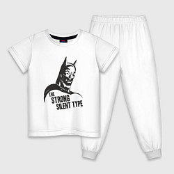 Пижама хлопковая детская Бэтмен - сильный и молчаливый, цвет: белый