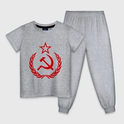 Пижама хлопковая детская СССР герб, цвет: меланж