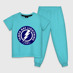 Пижама хлопковая детская HC Tampa Bay Lightning, цвет: бирюзовый