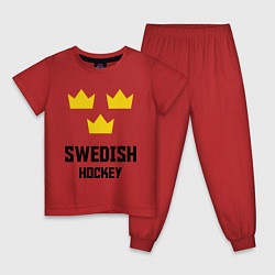 Пижама хлопковая детская Swedish Hockey, цвет: красный