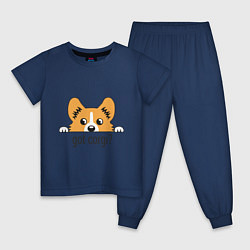 Пижама хлопковая детская Got Corgi, цвет: тёмно-синий