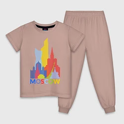 Пижама хлопковая детская Moscow Colors, цвет: пыльно-розовый