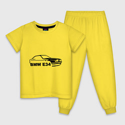 Пижама хлопковая детская E34, цвет: желтый
