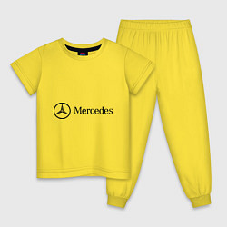 Пижама хлопковая детская Mercedes Logo цвета желтый — фото 1