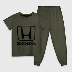 Пижама хлопковая детская Honda logo цвета меланж-хаки — фото 1