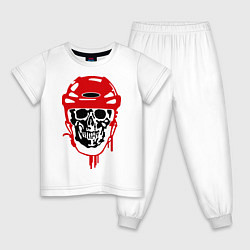 Пижама хлопковая детская Мертвый хоккеист, цвет: белый