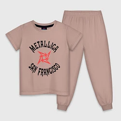 Пижама хлопковая детская Metallica: San Francisco, цвет: пыльно-розовый