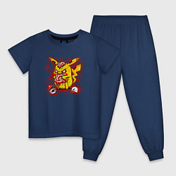 Пижама хлопковая детская Пикачу зомби, цвет: тёмно-синий