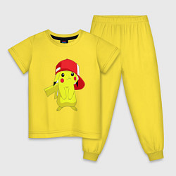 Пижама хлопковая детская Пикачу, цвет: желтый