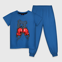 Пижама хлопковая детская Bear Boxing, цвет: синий