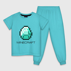 Пижама хлопковая детская Minecraft Diamond, цвет: бирюзовый