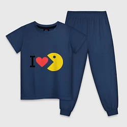 Пижама хлопковая детская I love Packman, цвет: тёмно-синий