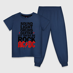 Пижама хлопковая детская AC/DC Rock, цвет: тёмно-синий
