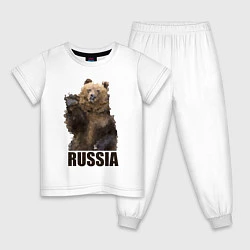 Пижама хлопковая детская Russia: Poly Bear, цвет: белый