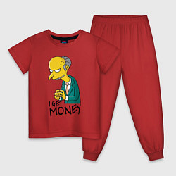 Пижама хлопковая детская Mr. Burns: I get money, цвет: красный