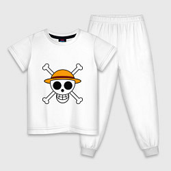 Пижама хлопковая детская Весёлый Роджер Мугивар, цвет: белый