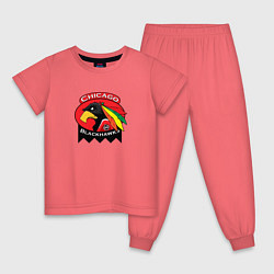 Пижама хлопковая детская Chicago Blackhawks Hockey, цвет: коралловый