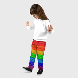 Брюки детские Разноцветные доски радужный, цвет: 3D-принт — фото 2