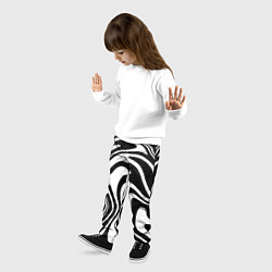 Брюки детские Черно-белые полосы Black and white stripes, цвет: 3D-принт — фото 2