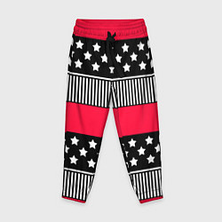 Детские брюки Red and black pattern with stripes and stars