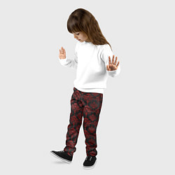 Брюки детские Красные классические узоры на черном фоне, цвет: 3D-принт — фото 2
