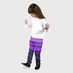 Брюки детские Полосатый узор в серых и фиолетовых тонах, цвет: 3D-принт — фото 2