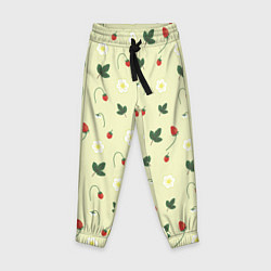Брюки детские Узор из веточек и листиков земляники, цвет: 3D-принт