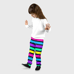 Брюки детские Неоновые полосы на черном фоне, цвет: 3D-принт — фото 2