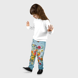 Брюки детские Букет полевых цветов на ткани, цвет: 3D-принт — фото 2